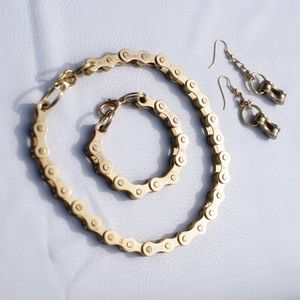 Biker Motorcycle Chain Jewelry 3 pc set GOLD COLOR